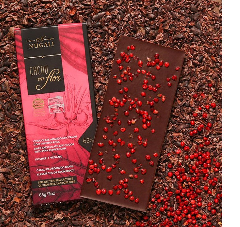 Tablete Brasileiro Nugali Cacau em Flor 63% com Pimenta Rosa 85g