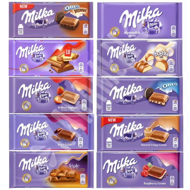 Kit Box B - 10 Chocolates Milka aprox. 100g Importado - Vários Sabores