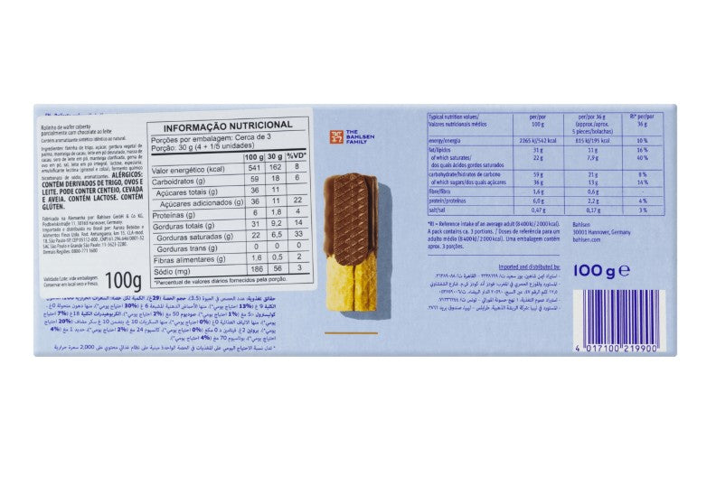 Biscoito Alemão Bahlsen Waffeletten Milk 100g
